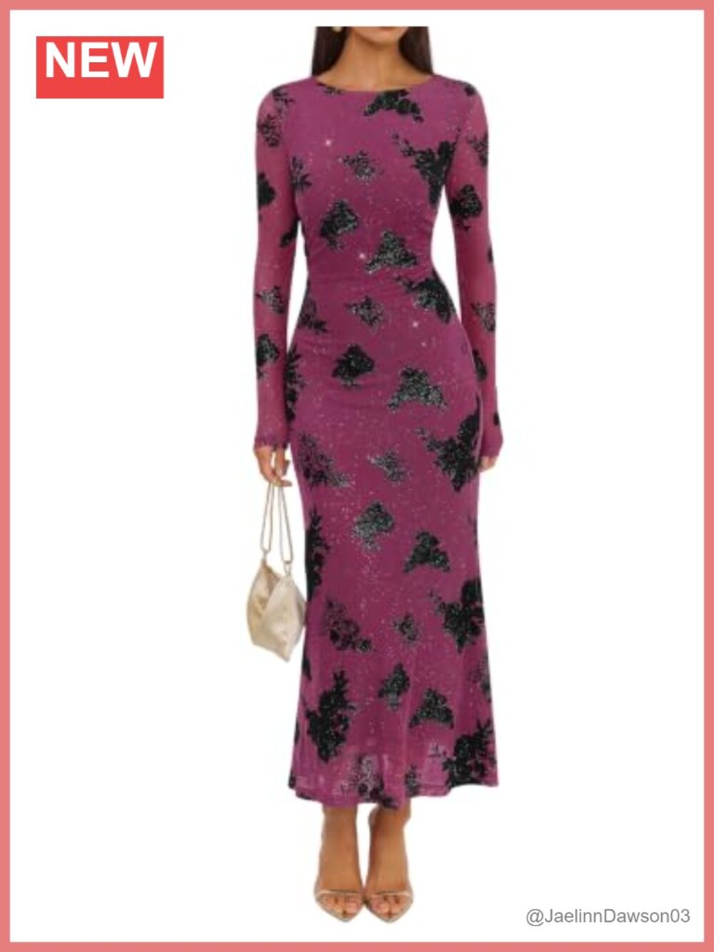 ZESICA Women's Floral Maxi Dress Long Sleeve Stretch Mesh Wedding Guest Cocktail